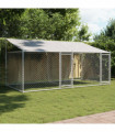 vidaXL Dog Cage with Roof and Doors Grey 4x2x2 m Galvanised Steel