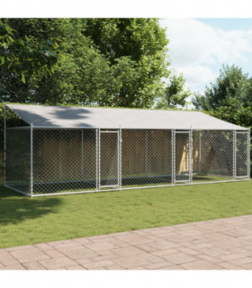vidaXL Dog Cage with Roof and Doors Grey 6x2x2 m Galvanised Steel