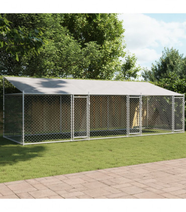 vidaXL Dog Cage with Roof and Doors Grey 6x2x2 m Galvanised Steel