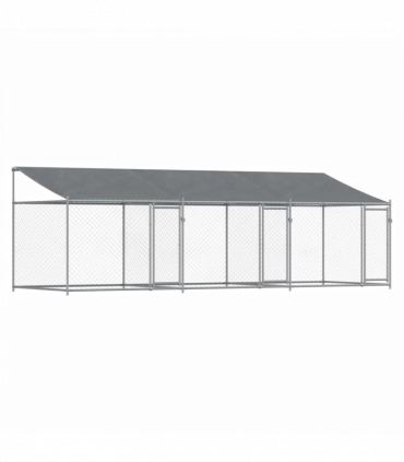 vidaXL Dog Cage with Roof and Doors Grey 6x2x2 m Galvanised Steel