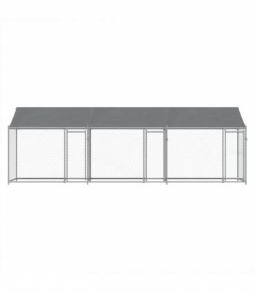 vidaXL Dog Cage with Roof and Doors Grey 6x2x2 m Galvanised Steel