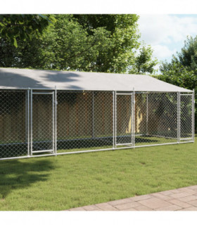 vidaXL Dog Cage with Roof and Doors Grey 8x2x2 m Galvanised Steel