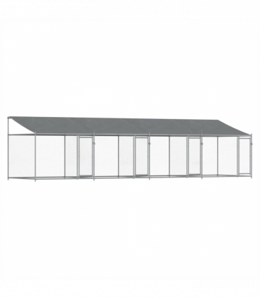 vidaXL Dog Cage with Roof and Doors Grey 8x2x2 m Galvanised Steel