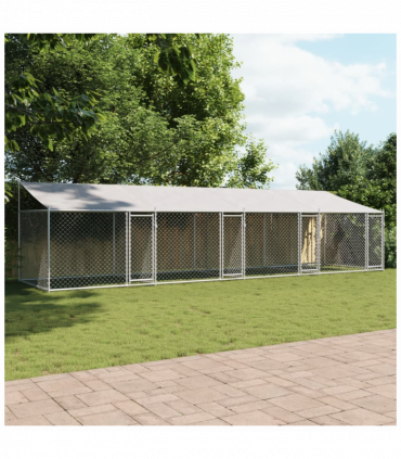 vidaXL Dog Cage with Roof and Doors Grey 8x2x2 m Galvanised Steel
