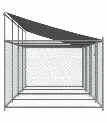 vidaXL Dog Cage with Roof and Doors Grey 8x2x2 m Galvanised Steel