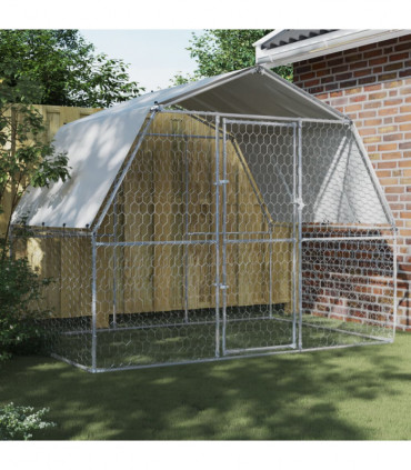 vidaXL Dog Cages 2 pcs with Roof and Door Silver Galvanised Steel