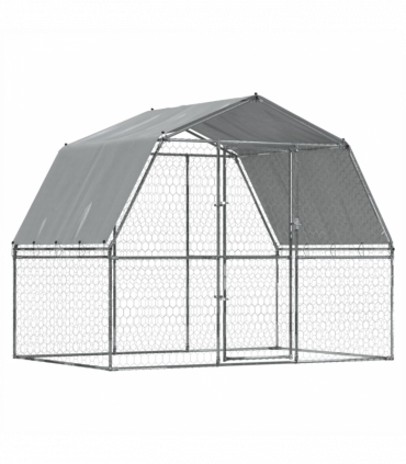 vidaXL Dog Cages 2 pcs with Roof and Door Silver Galvanised Steel