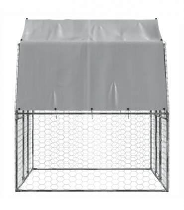vidaXL Dog Cages 2 pcs with Roof and Door Silver Galvanised Steel