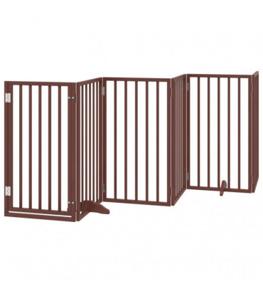 vidaXL Dog Gate with Door Foldable 12 Panels Brown 600 cm Poplar Wood