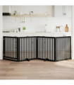 vidaXL Dog Gate with Door Foldable 4 Panels Black 320 cm Poplar Wood