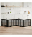 vidaXL Dog Gate with Door Foldable 4 Panels Black 320 cm Poplar Wood