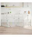vidaXL Dog Gate with Door Foldable 4 Panels White 320 cm Poplar Wood