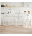 vidaXL Dog Gate with Door Foldable 6 Panels White 300 cm Poplar Wood