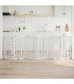 vidaXL Dog Gate with Door Foldable 6 Panels White 300 cm Poplar Wood