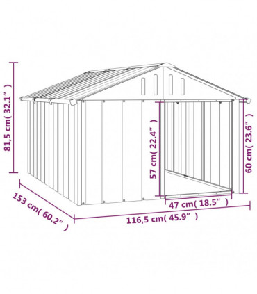 vidaXL Dog House Anthracite 116.5x153x81.5 cm Galvanised Steel