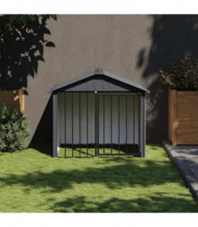 vidaXL Dog House with Roof Black 117x103x102 cm Galvanised Steel