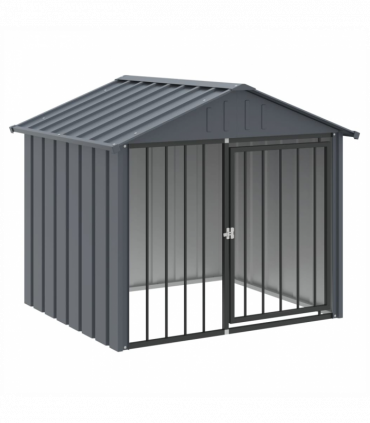 vidaXL Dog House with Roof Black 117x103x102 cm Galvanised Steel