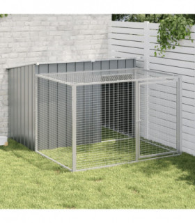 vidaXL Dog House with Run Anthracite 153x194x110 cm Galvanised Steel