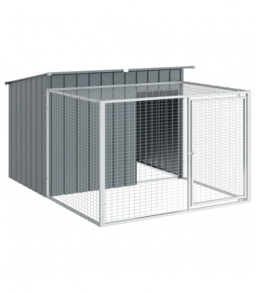vidaXL Dog House with Run Anthracite 153x194x110 cm Galvanised Steel