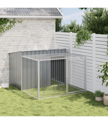 vidaXL Dog House with Run Anthracite 153x194x110 cm Galvanised Steel
