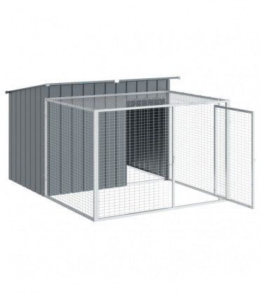 vidaXL Dog House with Run Anthracite 153x194x110 cm Galvanised Steel