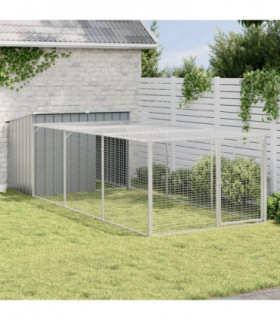 vidaXL Dog House with Run Anthracite 153x396x110 cm Galvanised Steel