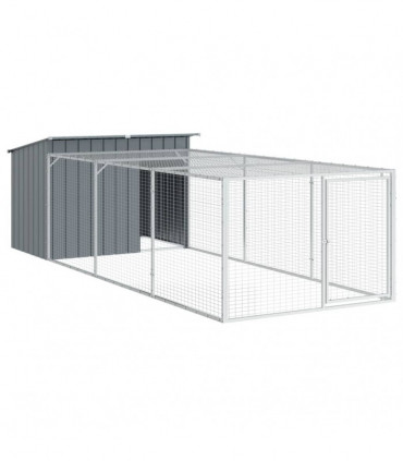 vidaXL Dog House with Run Anthracite 153x396x110 cm Galvanised Steel