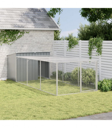 vidaXL Dog House with Run Anthracite 153x396x110 cm Galvanised Steel