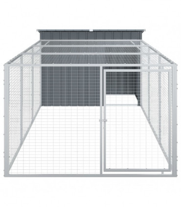 vidaXL Dog House with Run Anthracite 153x396x110 cm Galvanised Steel
