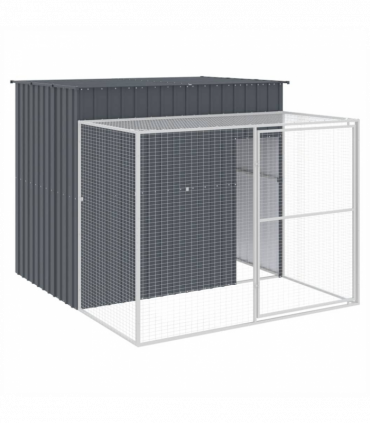 vidaXL Dog House with Run Anthracite 214x253x181 cm Galvanised Steel