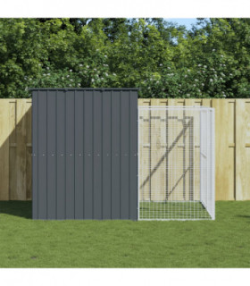 vidaXL Dog House with Run Anthracite 214x253x181 cm Galvanised Steel