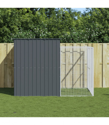 vidaXL Dog House with Run Anthracite 214x253x181 cm Galvanised Steel