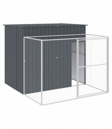 vidaXL Dog House with Run Anthracite 214x253x181 cm Galvanised Steel