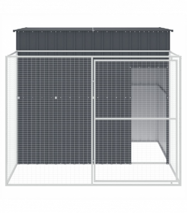 vidaXL Dog House with Run Anthracite 214x253x181 cm Galvanised Steel