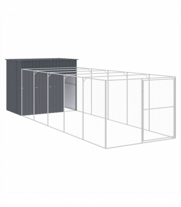 vidaXL Dog House with Run Anthracite 214x661x181 cm Galvanised Steel