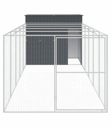 vidaXL Dog House with Run Anthracite 214x661x181 cm Galvanised Steel