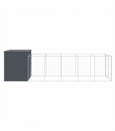vidaXL Dog House with Run Anthracite 214x661x181 cm Galvanised Steel
