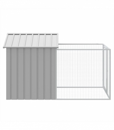 vidaXL Dog House with Run Light Grey 117x201x123 cm Galvanised Steel