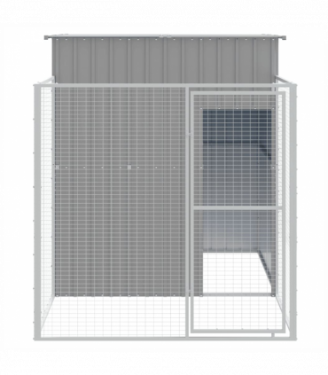 vidaXL Dog House with Run Light Grey 165x251x181 cm Galvanised Steel