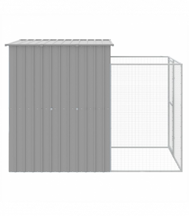 vidaXL Dog House with Run Light Grey 165x251x181 cm Galvanised Steel