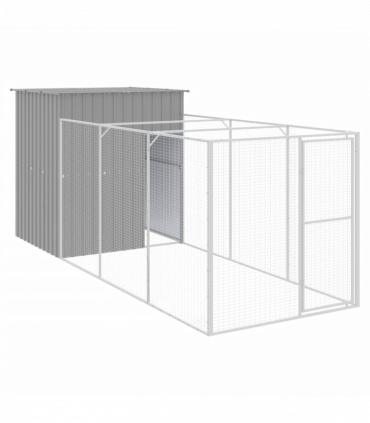 vidaXL Dog House with Run Light Grey 165x455x181 cm Galvanised Steel