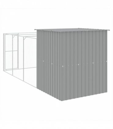 vidaXL Dog House with Run Light Grey 165x455x181 cm Galvanised Steel