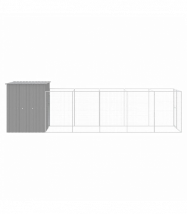 vidaXL Dog House with Run Light Grey 165x659x181 cm Galvanised Steel