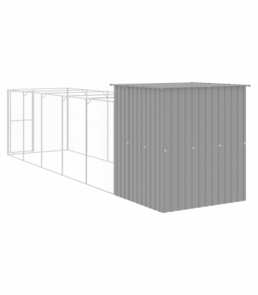 vidaXL Dog House with Run Light Grey 165x659x181 cm Galvanised Steel