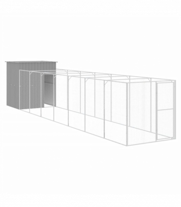 vidaXL Dog House with Run Light Grey 165x863x181 cm Galvanised Steel