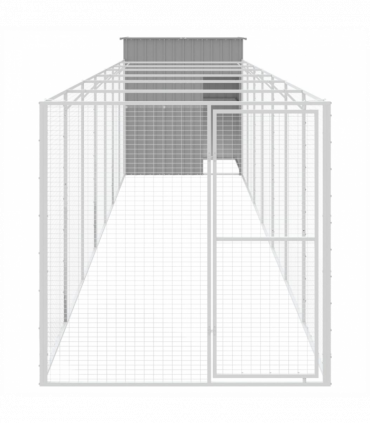 vidaXL Dog House with Run Light Grey 165x863x181 cm Galvanised Steel