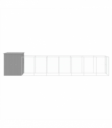 vidaXL Dog House with Run Light Grey 165x863x181 cm Galvanised Steel