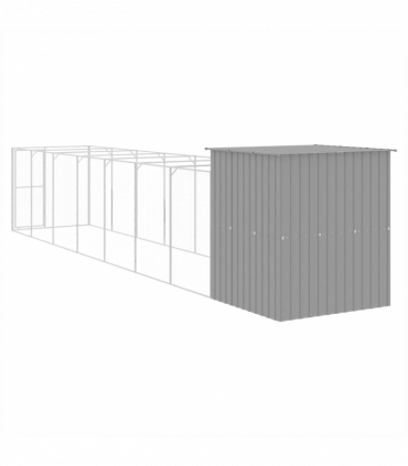 vidaXL Dog House with Run Light Grey 165x863x181 cm Galvanised Steel