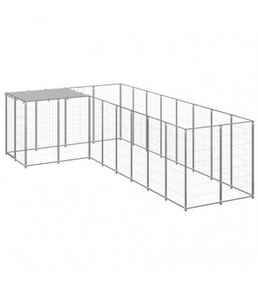 vidaXL Dog Kennel Silver 6.05 m² Steel