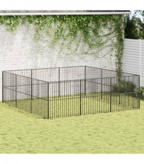 vidaXL Dog Playpen 12 Panels Black Galvanised Steel